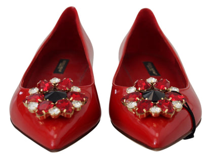 Zapatos planos Dolce & Gabbana de cuero rojo con cristales