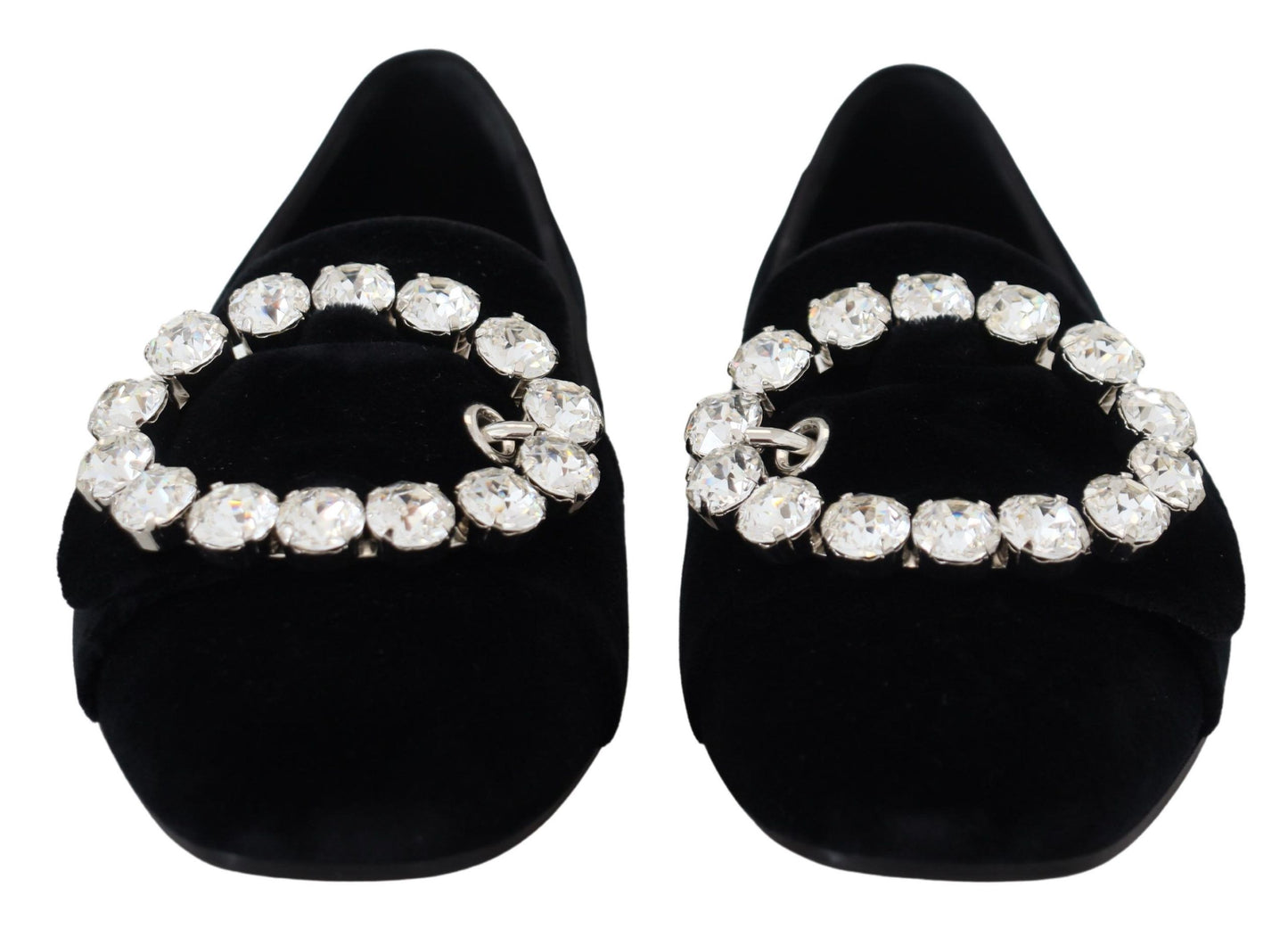 Zapatos planos tipo mocasín de terciopelo negro con cristales Dolce & Gabbana