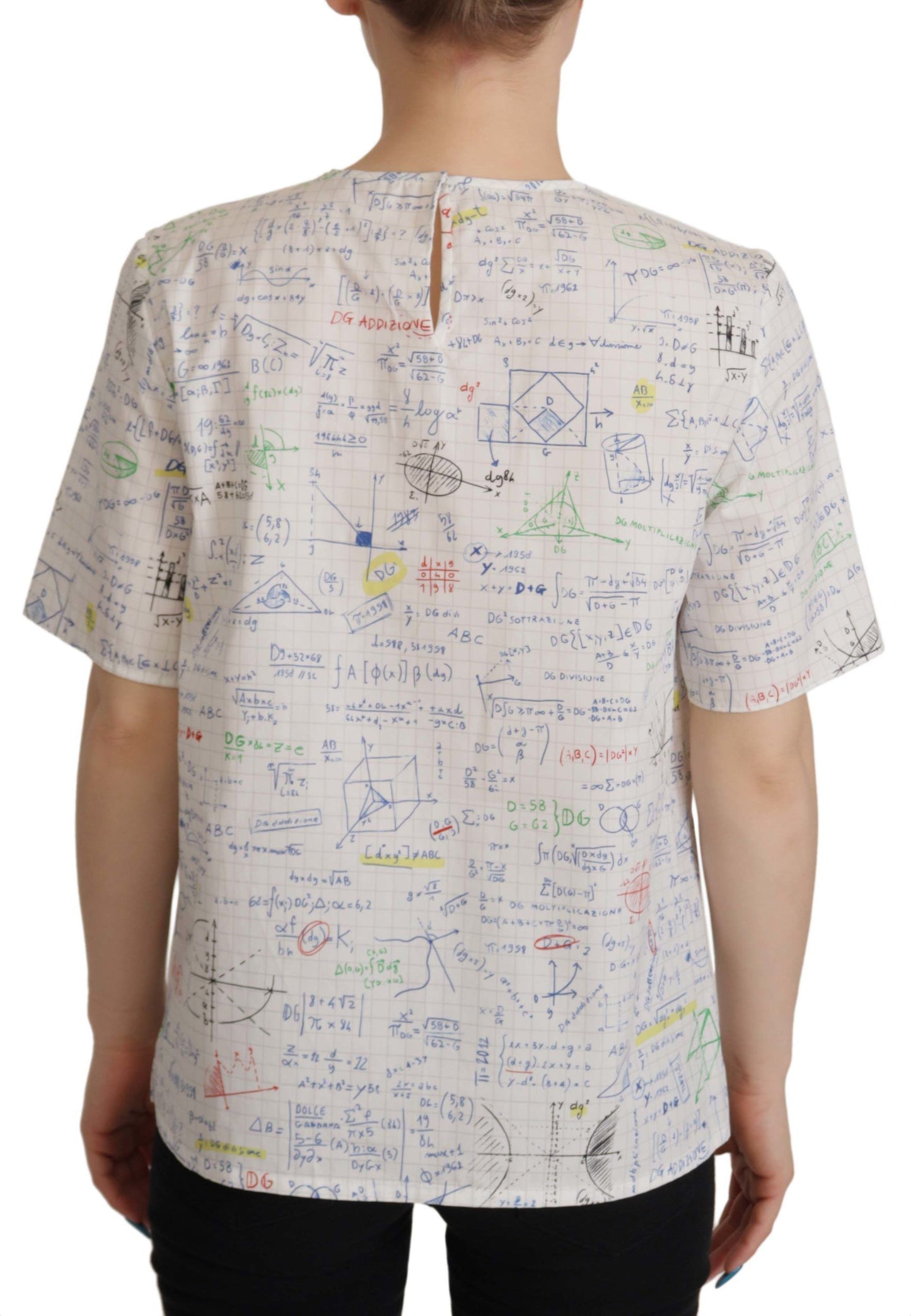 Top de manga corta Dolce & Gabbana de algodón blanco con estampado Algebra