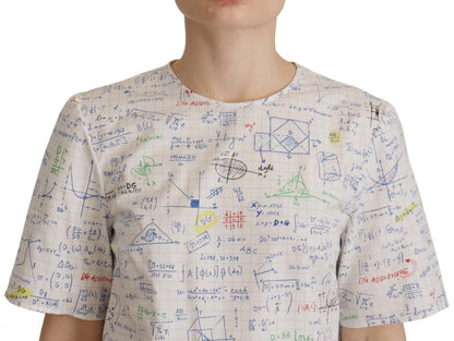 Top de manga corta Dolce & Gabbana de algodón blanco con estampado Algebra