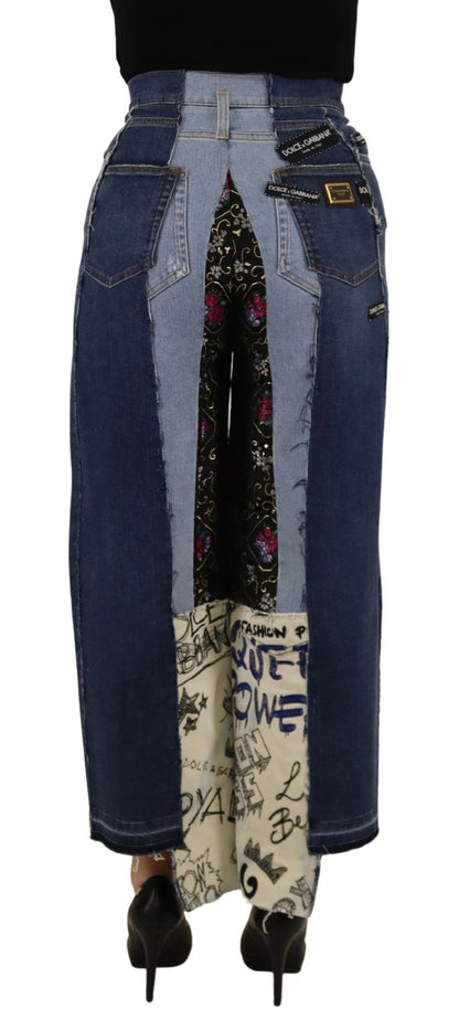 Pantalón Ancho Vaquero Patchwork DG Moda Multicolor Dolce & Gabbana