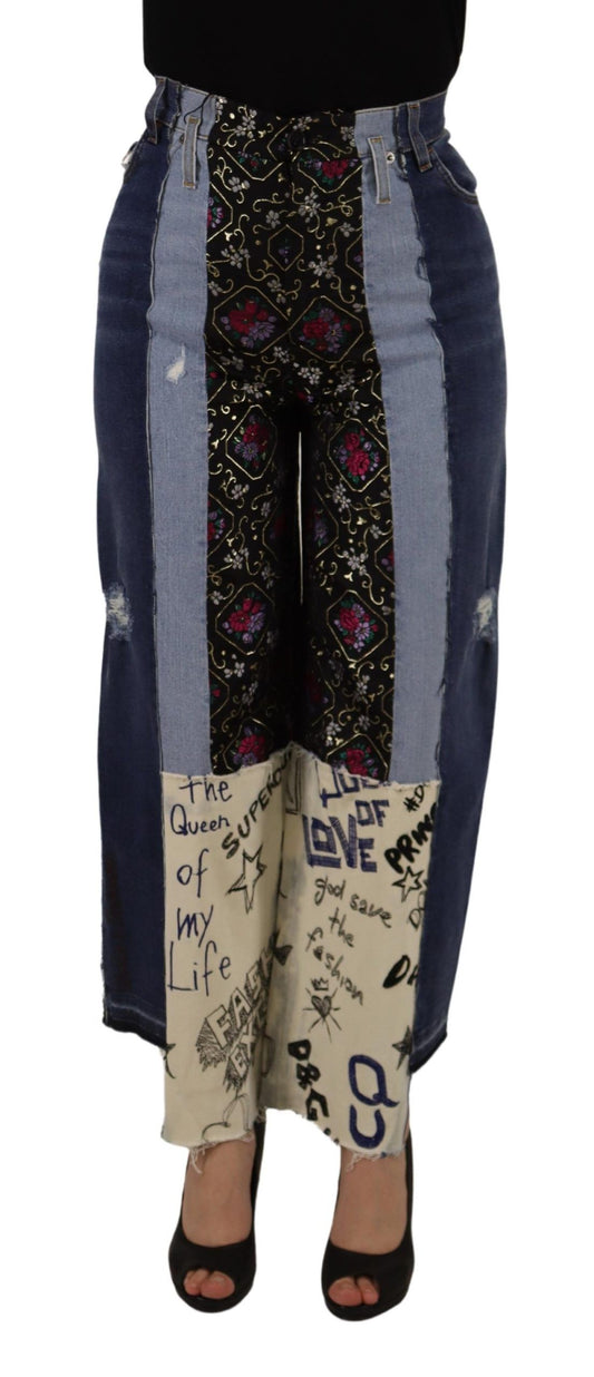 Pantalón Ancho Vaquero Patchwork DG Moda Multicolor Dolce & Gabbana