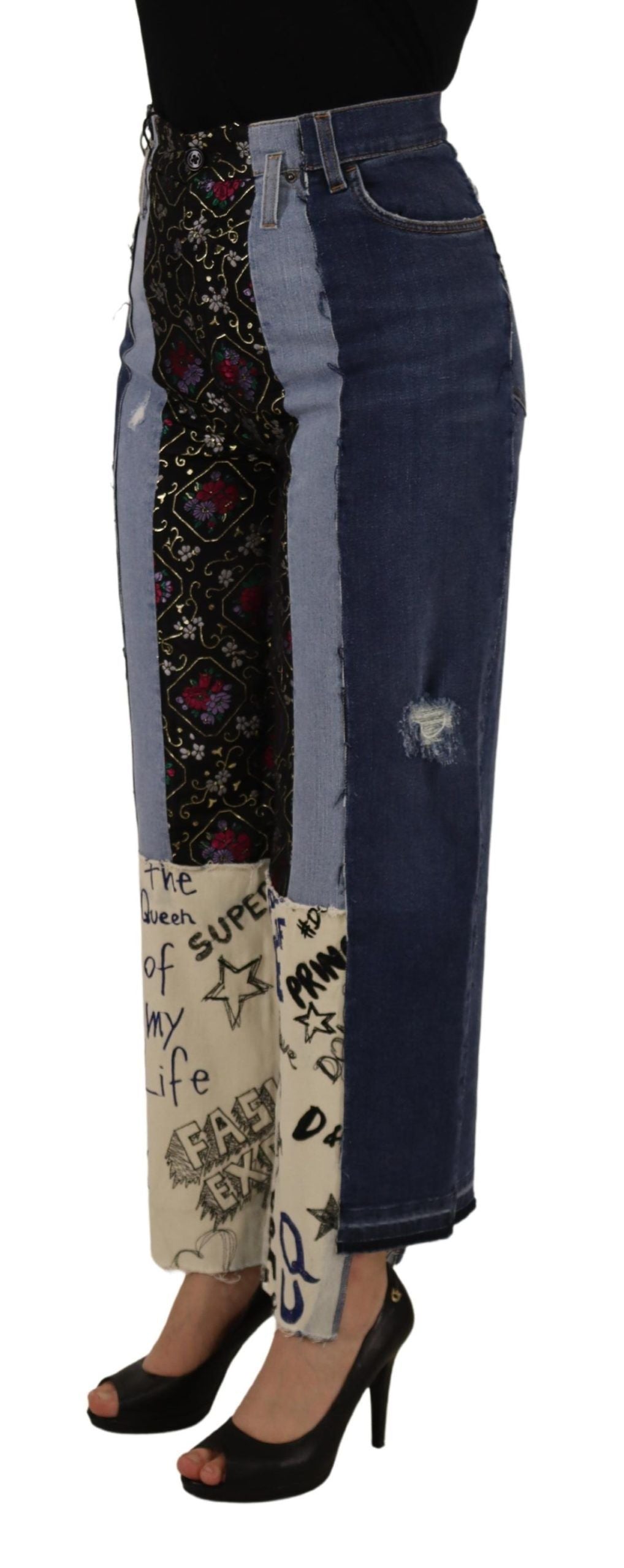 Pantalón Ancho Vaquero Patchwork DG Moda Multicolor Dolce & Gabbana