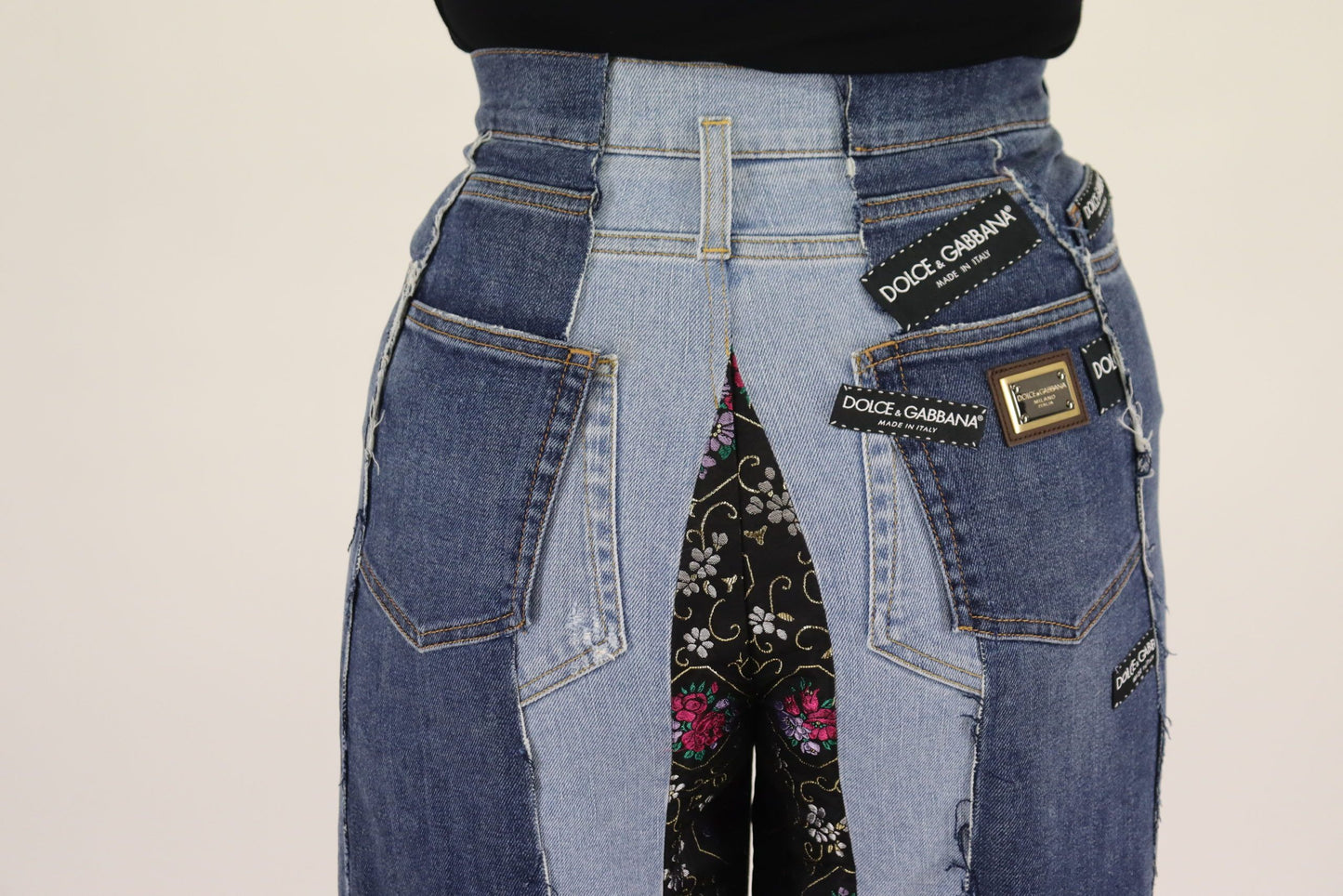 Pantalón Ancho Vaquero Patchwork DG Moda Multicolor Dolce & Gabbana