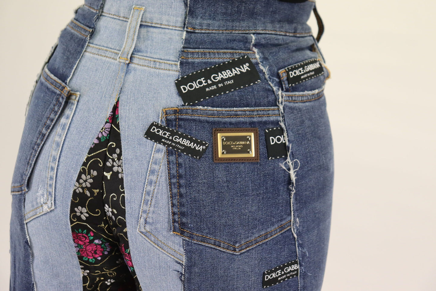 Pantalón Ancho Vaquero Patchwork DG Moda Multicolor Dolce & Gabbana