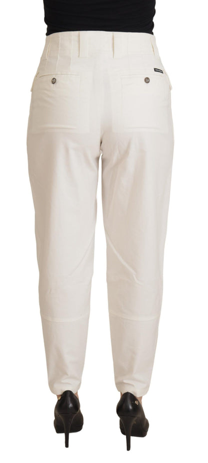 Pantalón de mujer Dolce & Gabbana de algodón blanco de talle alto y corte pitillo