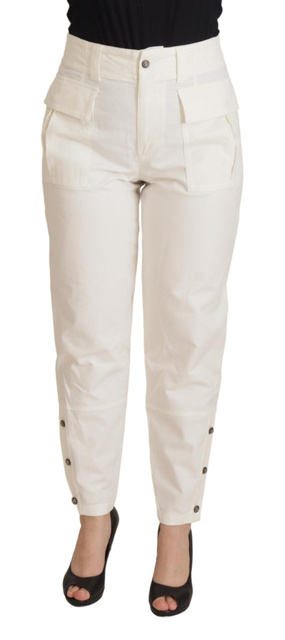 Pantalón de mujer Dolce & Gabbana de algodón blanco de talle alto y corte pitillo