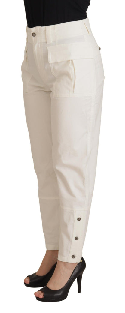 Pantalón de mujer Dolce & Gabbana de algodón blanco de talle alto y corte pitillo