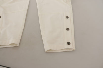 Pantalón de mujer Dolce & Gabbana de algodón blanco de talle alto y corte pitillo