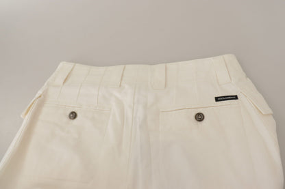 Pantalón de mujer Dolce & Gabbana de algodón blanco de talle alto y corte pitillo