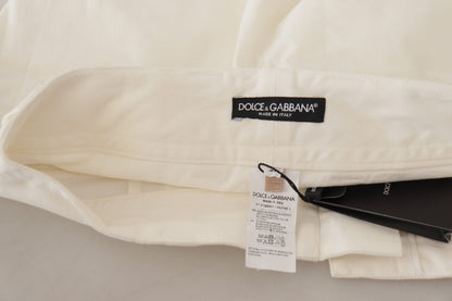 Pantalón de mujer Dolce & Gabbana de algodón blanco de talle alto y corte pitillo