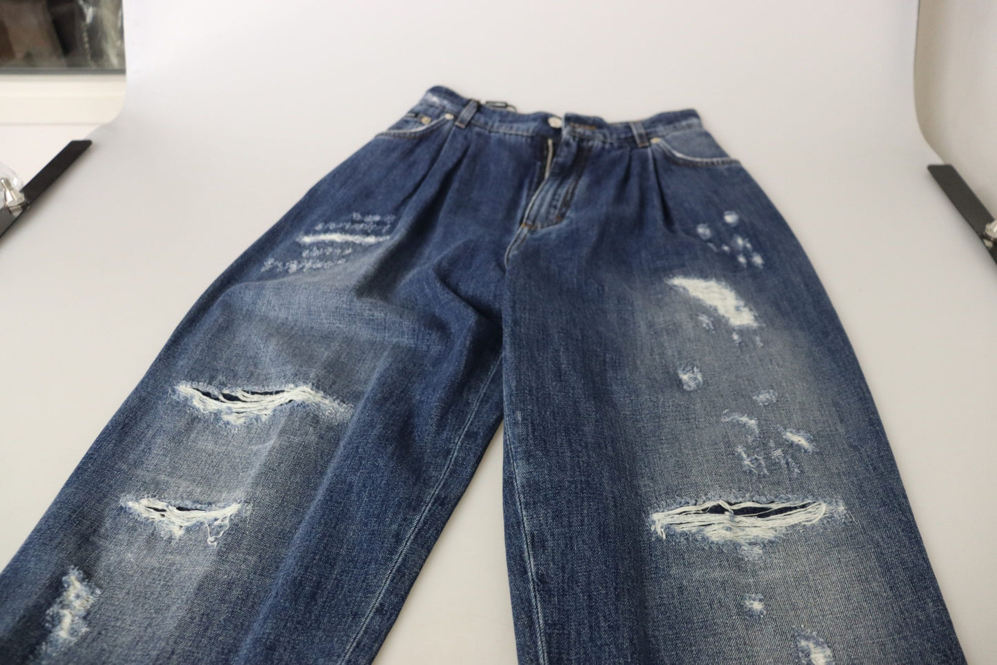 Pantalones holgados de talle alto Dolce & Gabbana azul lavado