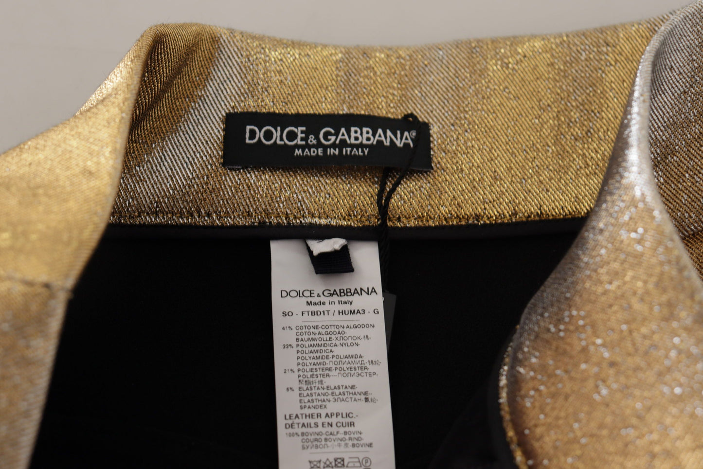 Dolce & Gabbana Shorts Cortos Dorados con Purpurina de Mezcla de Algodón