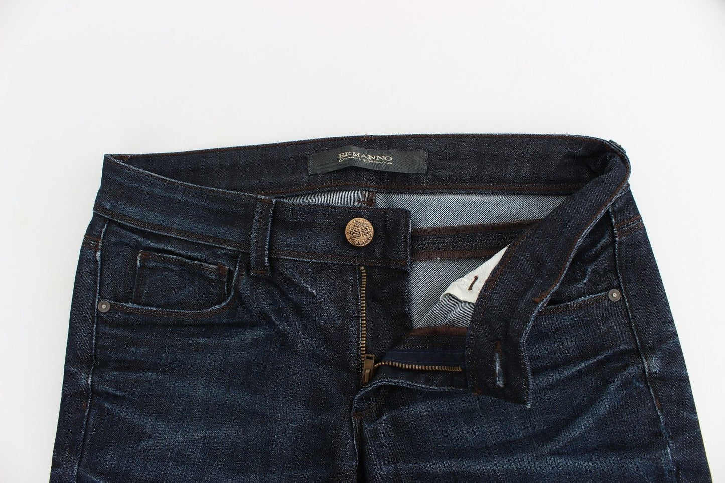 Ermanno Scervino Vaqueros pitillo azules de mezclilla elásticos