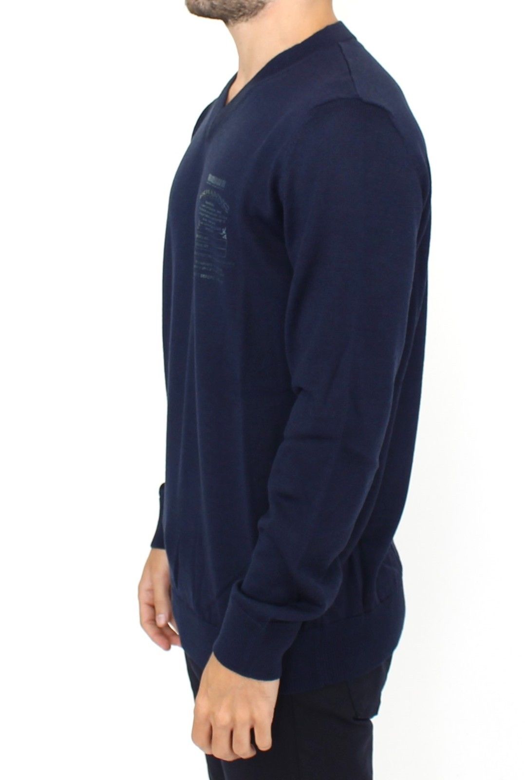 Suéter Ermanno Scervino de cuello de pico de mezcla de lana azul