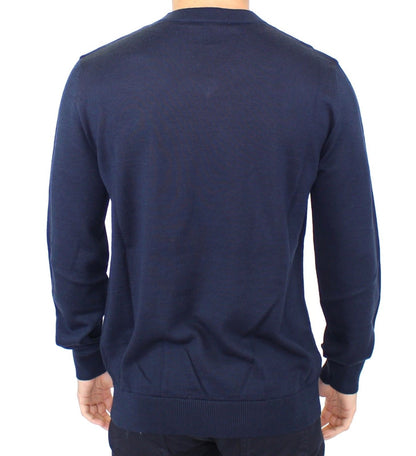 Suéter Ermanno Scervino de cuello de pico de mezcla de lana azul
