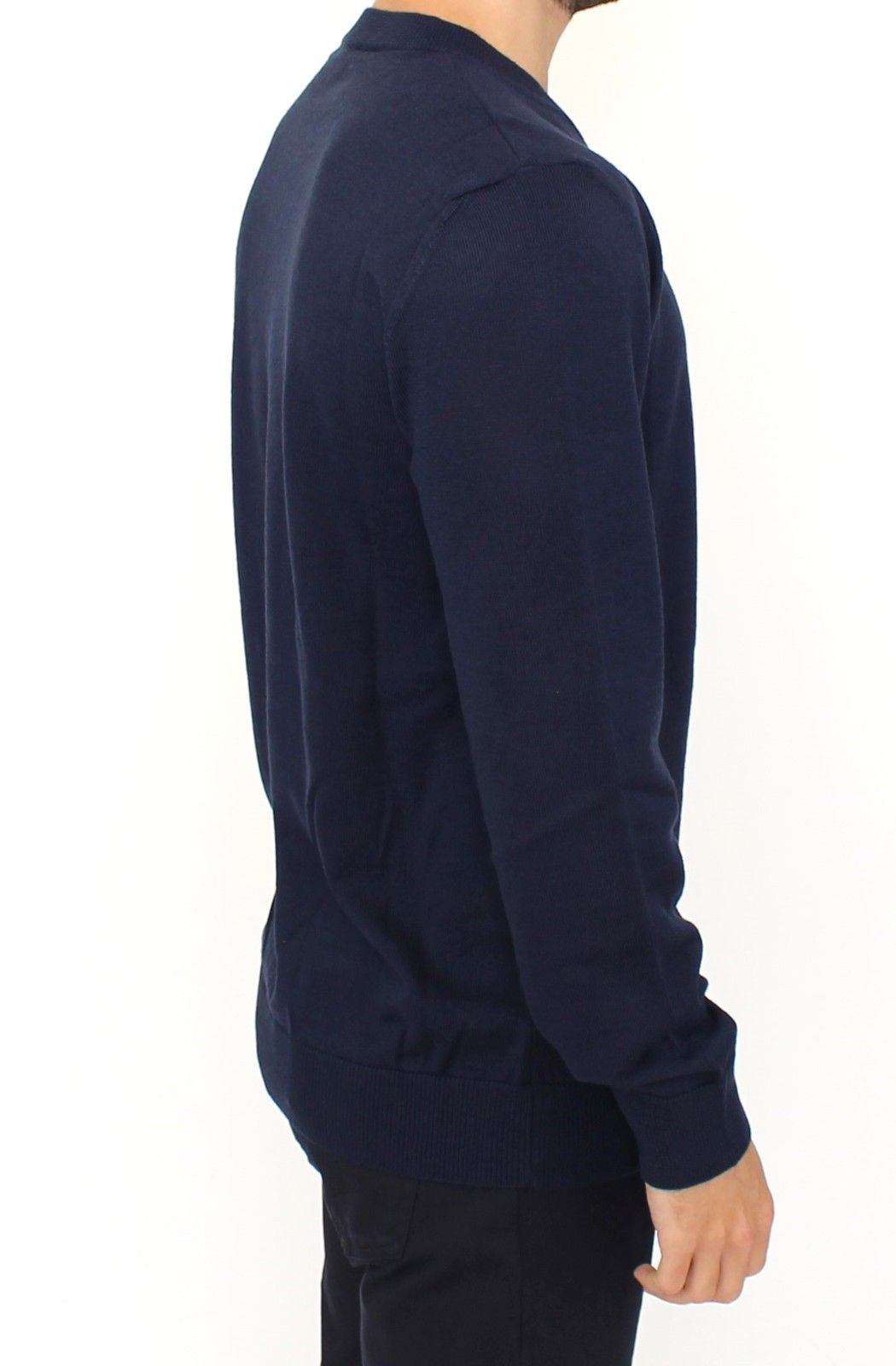 Suéter Ermanno Scervino de cuello de pico de mezcla de lana azul