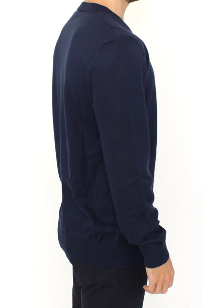 Suéter Ermanno Scervino de cuello de pico de mezcla de lana azul
