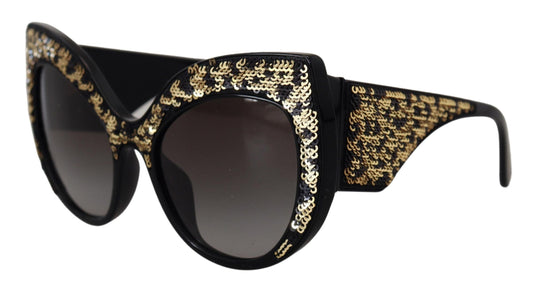 Gafas de sol Dolce & Gabbana DG4326 polarizadas de lente negra con mariposa dorada de lentejuelas