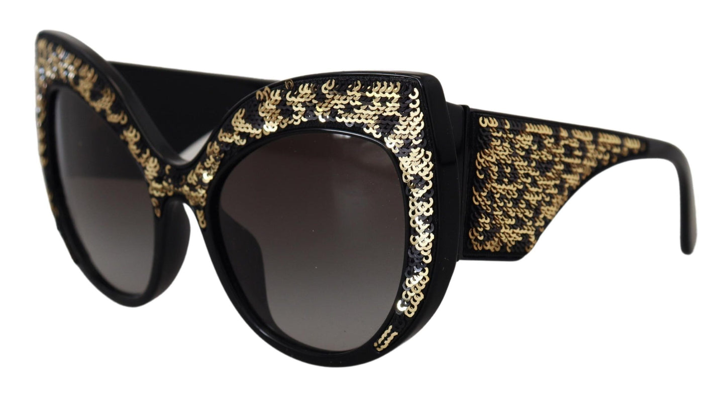 Gafas de sol Dolce & Gabbana DG4326 polarizadas de lente negra con mariposa dorada de lentejuelas
