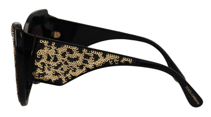 Gafas de sol Dolce & Gabbana DG4326 polarizadas de lente negra con mariposa dorada de lentejuelas