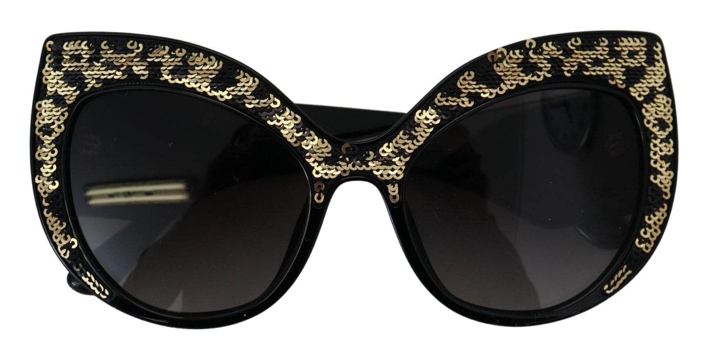 Gafas de sol Dolce & Gabbana DG4326 polarizadas de lente negra con mariposa dorada de lentejuelas