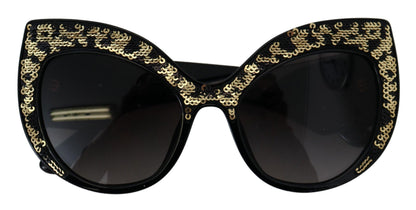 Gafas de sol Dolce & Gabbana DG4326 polarizadas de lente negra con mariposa dorada de lentejuelas