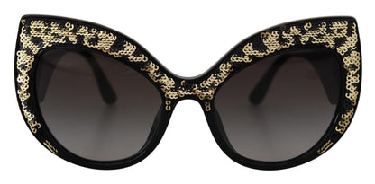 Gafas de sol Dolce & Gabbana DG4326 polarizadas de lente negra con mariposa dorada de lentejuelas