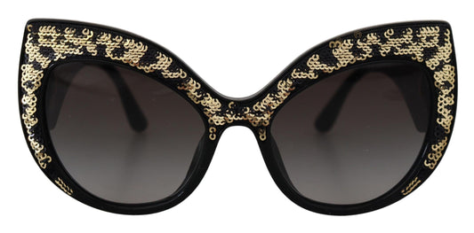 Gafas de sol Dolce & Gabbana DG4326 polarizadas de lente negra con mariposa dorada de lentejuelas
