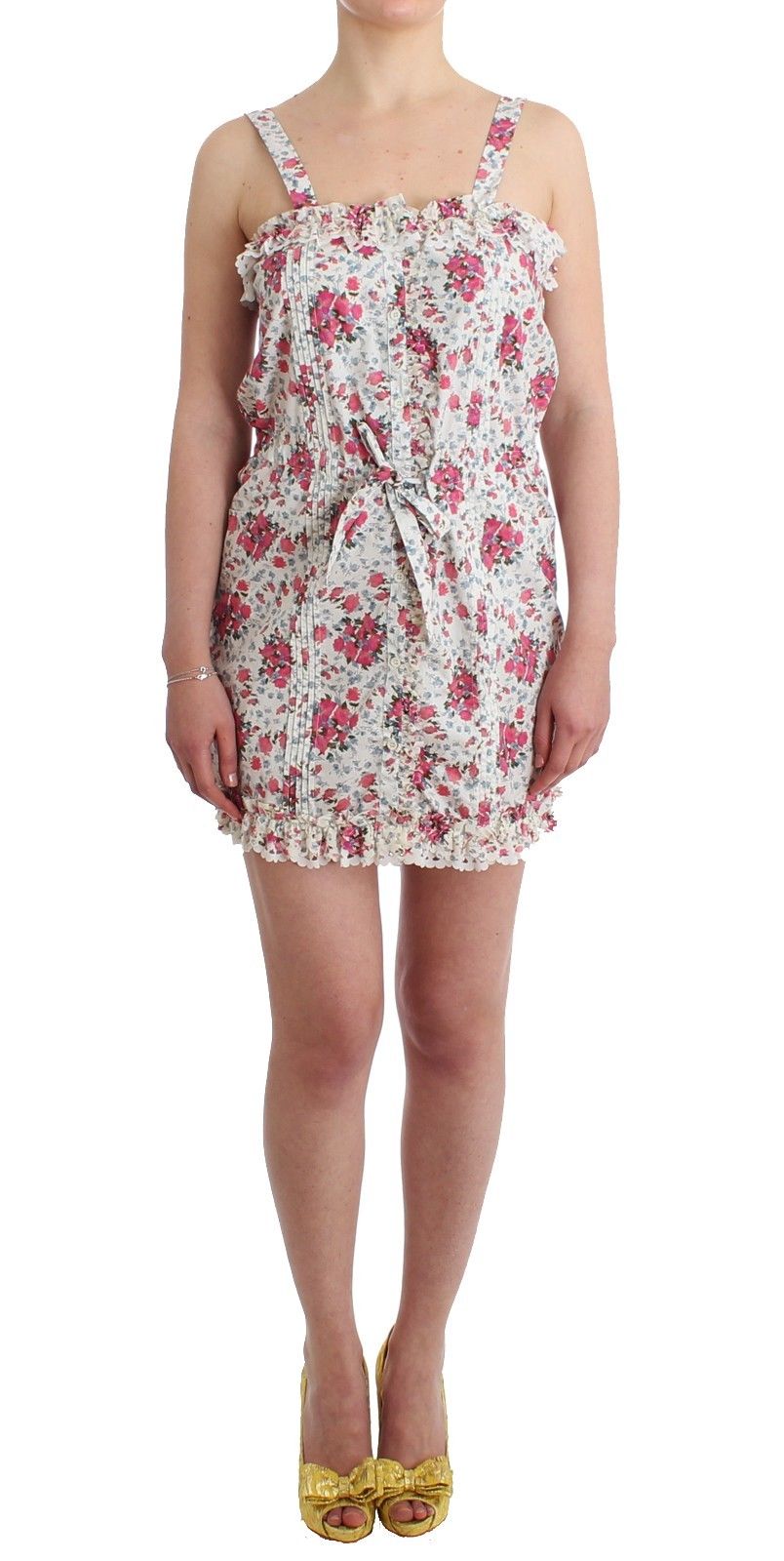Minivestido de playa corto con estampado floral rosa Ermanno Scervino Beachwear