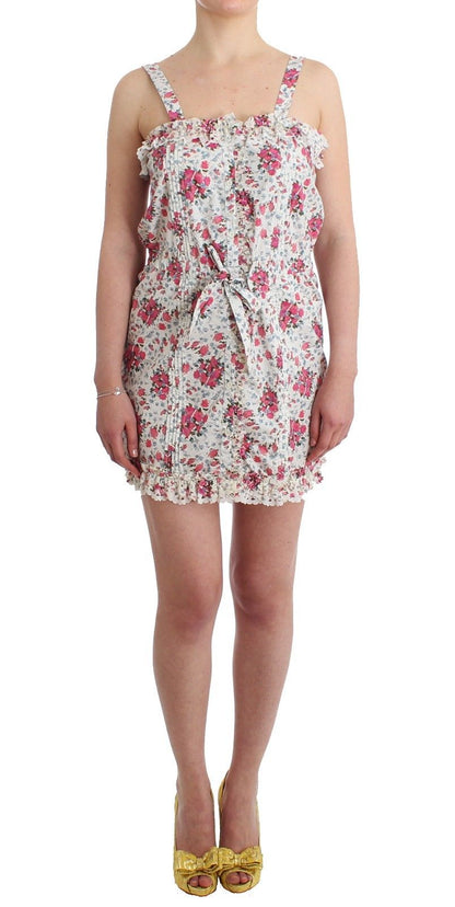 Minivestido de playa corto con estampado floral rosa Ermanno Scervino Beachwear