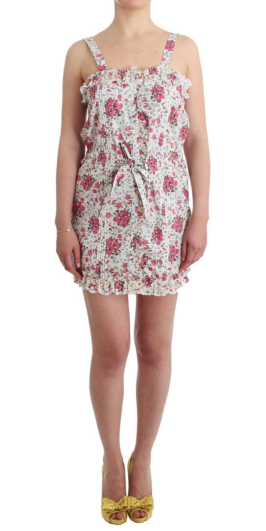 Minivestido de playa corto con estampado floral rosa Ermanno Scervino Beachwear