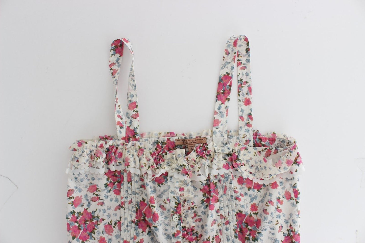 Minivestido de playa corto con estampado floral rosa Ermanno Scervino Beachwear