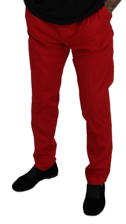 Pantalones chinos ajustados de algodón rojo Dolce & Gabbana