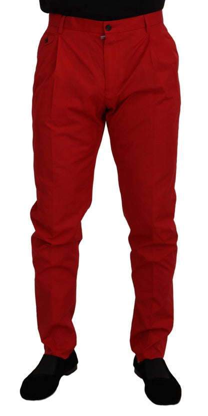 Pantalones chinos ajustados de algodón rojo Dolce & Gabbana