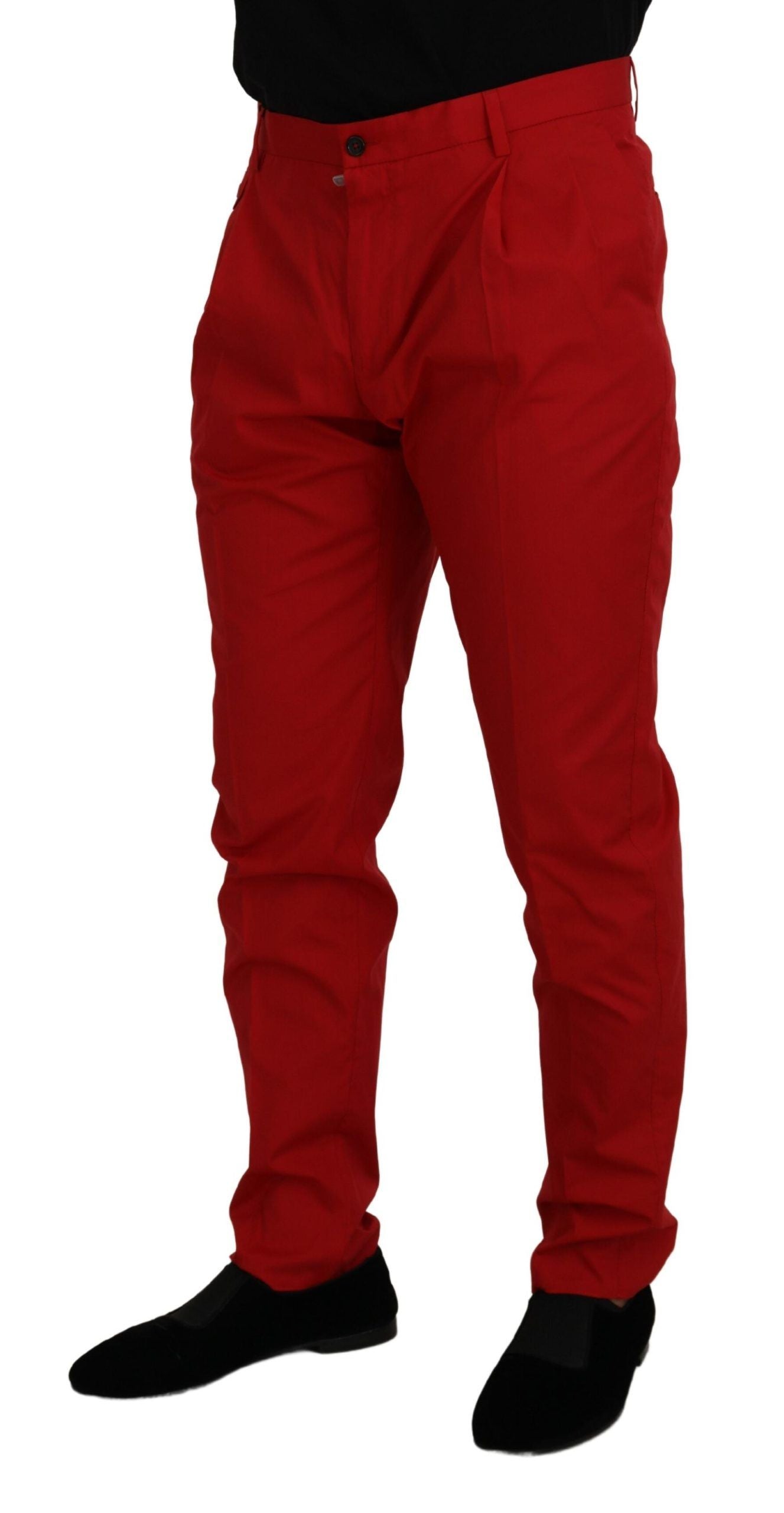 Pantalones chinos ajustados de algodón rojo Dolce & Gabbana