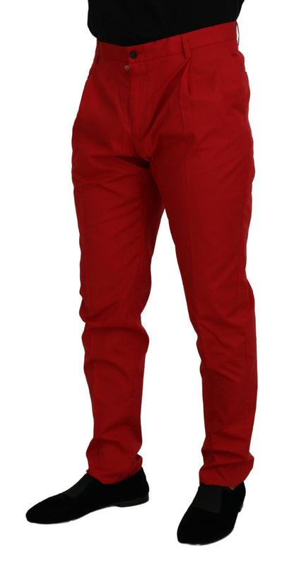 Pantalones chinos ajustados de algodón rojo Dolce & Gabbana