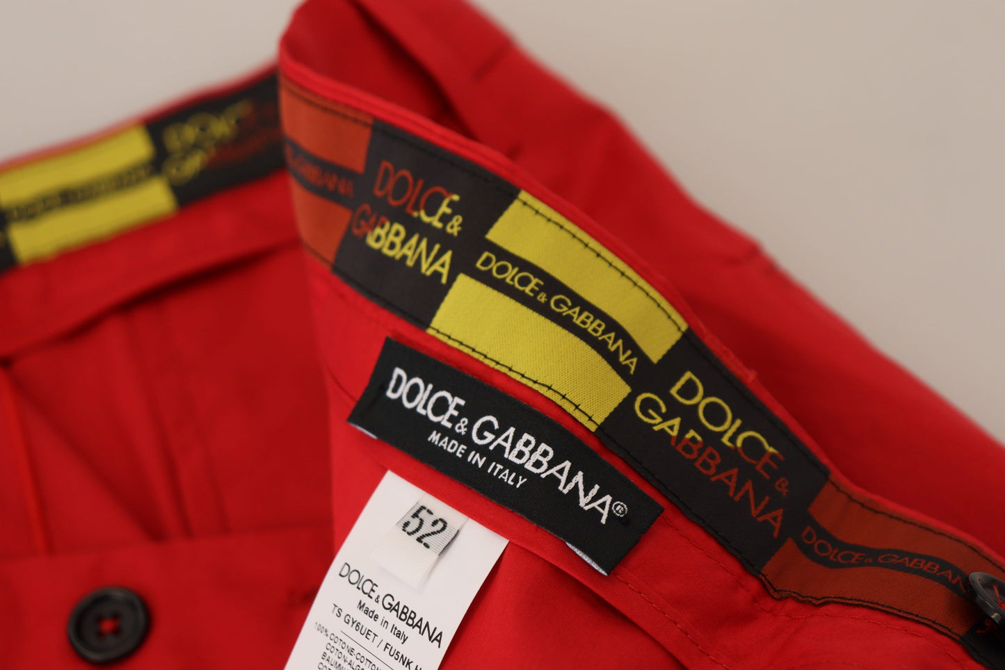 Pantalones chinos ajustados de algodón rojo Dolce & Gabbana