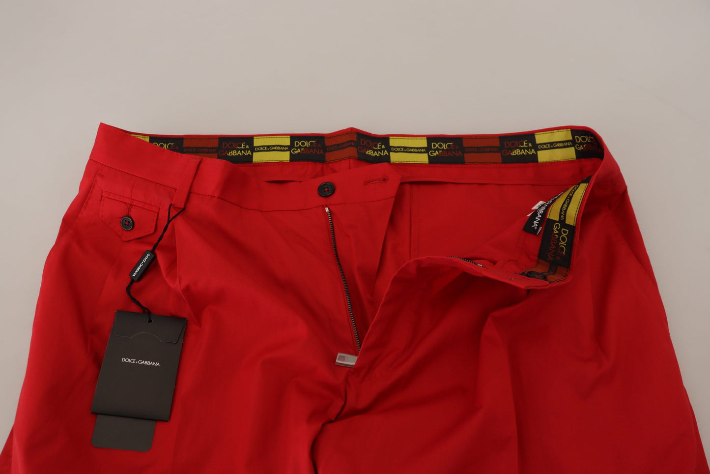 Pantalones chinos ajustados de algodón rojo Dolce & Gabbana