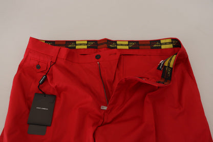 Pantalones chinos ajustados de algodón rojo Dolce & Gabbana