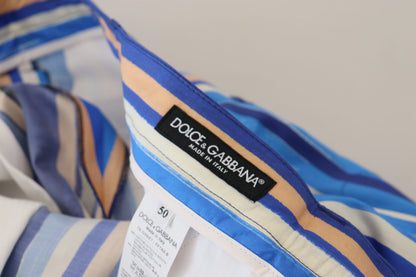 Pantalones pitillo a rayas azules de seda y algodón de Dolce & Gabbana