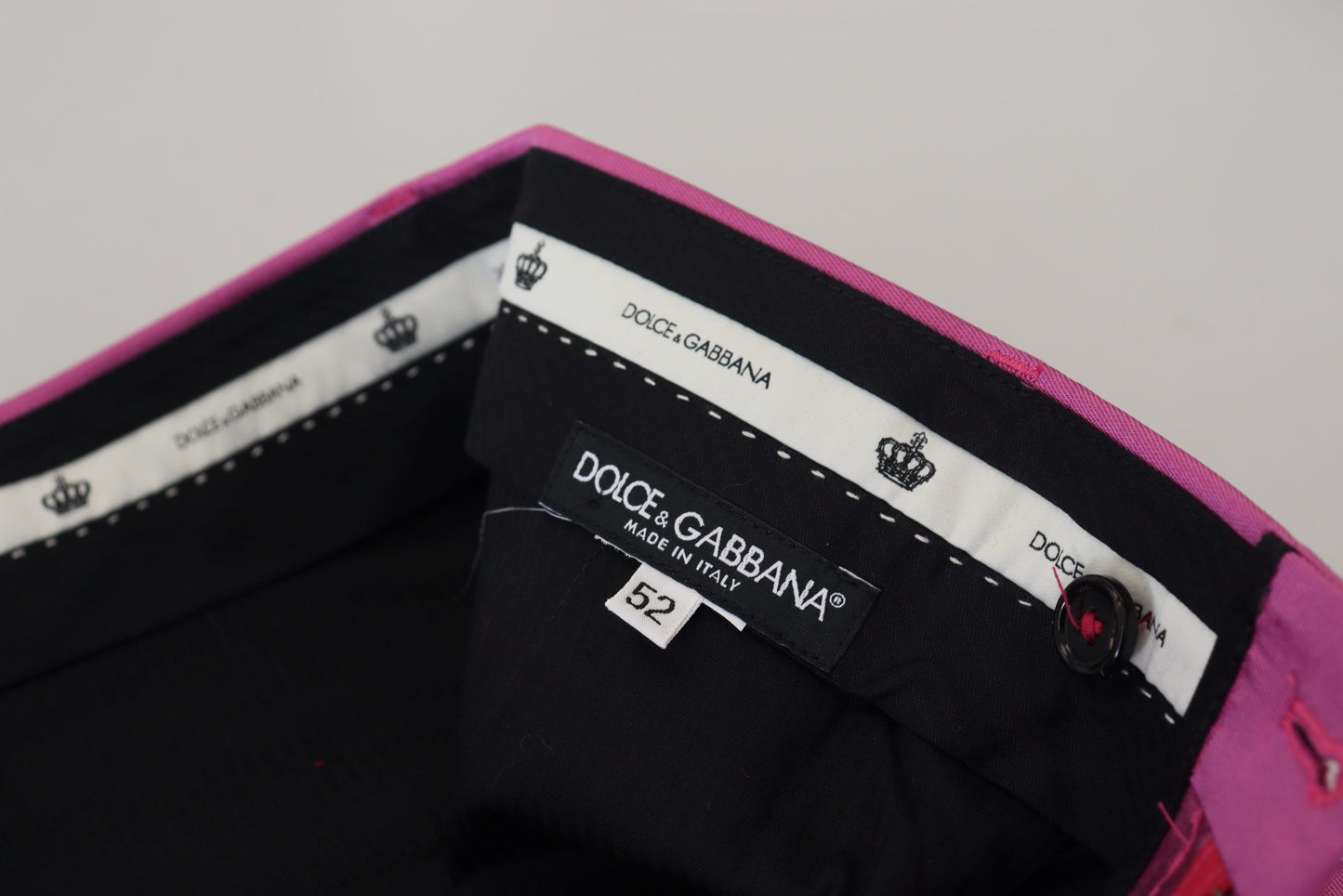 Dolce & Gabbana Pantalones de Vestir Formales de Seda Rosa Ajustados