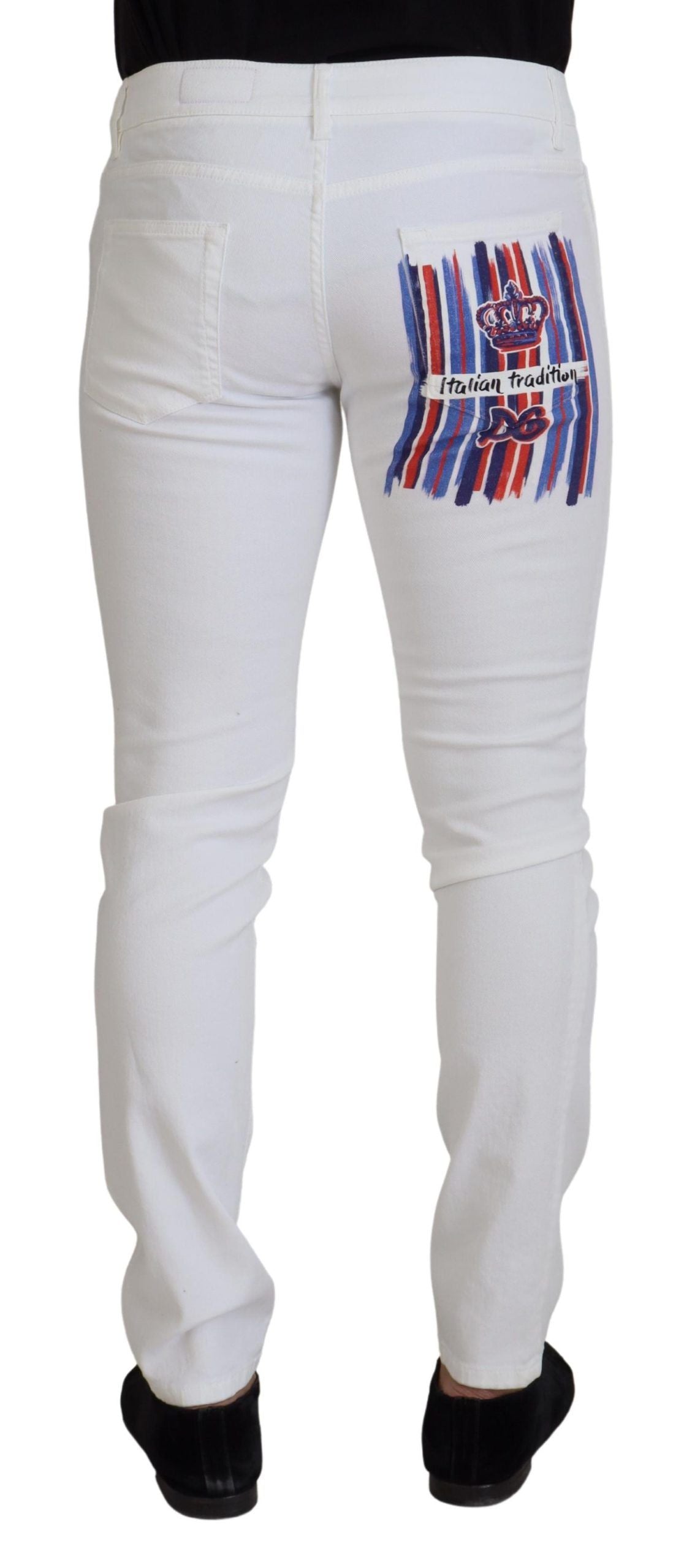 Dolce & Gabbana Vaqueros de Algodón Elástico Blancos Ajustados Skinny