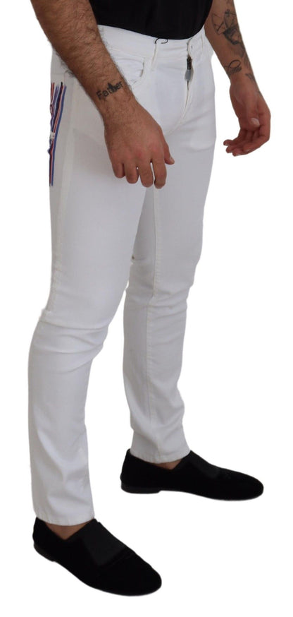 Dolce & Gabbana Vaqueros de Algodón Elástico Blancos Ajustados Skinny