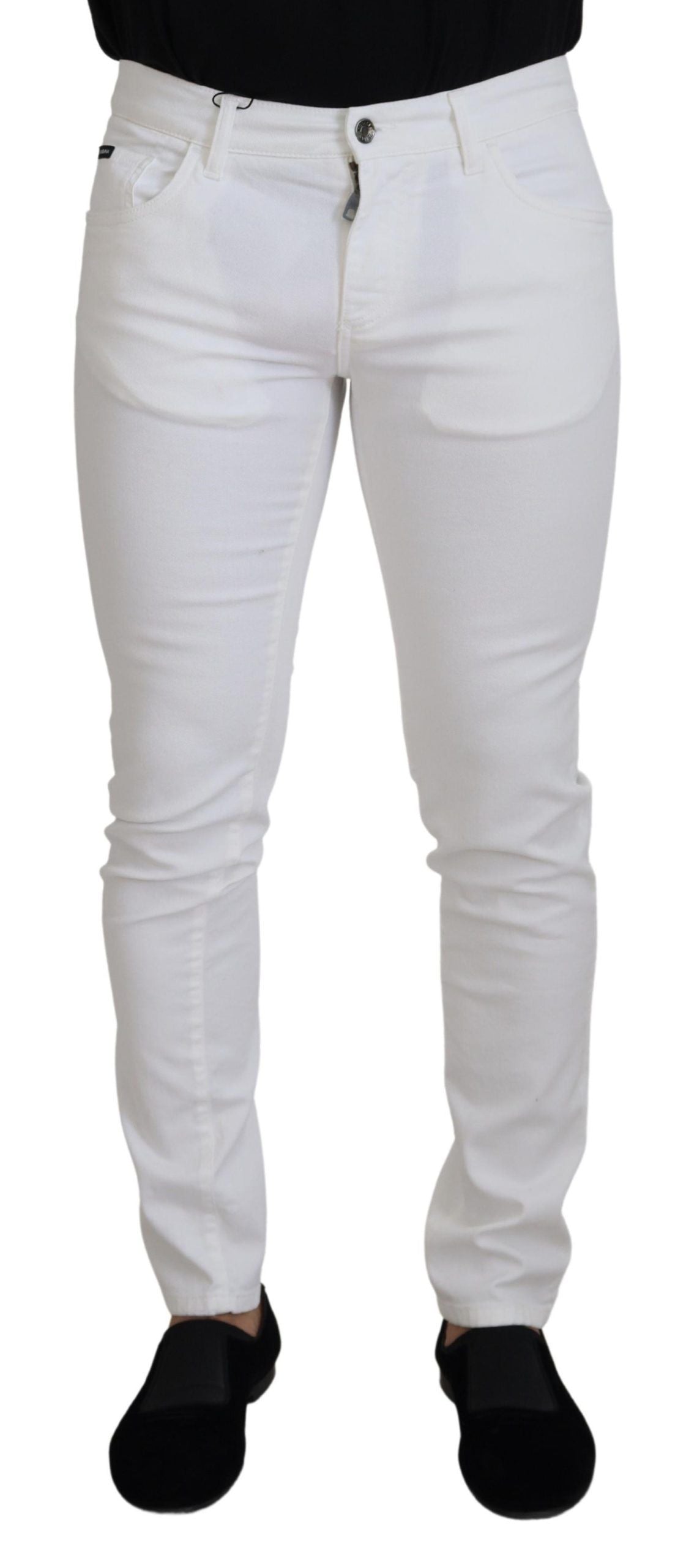 Dolce & Gabbana Vaqueros de Algodón Elástico Blancos Ajustados Skinny