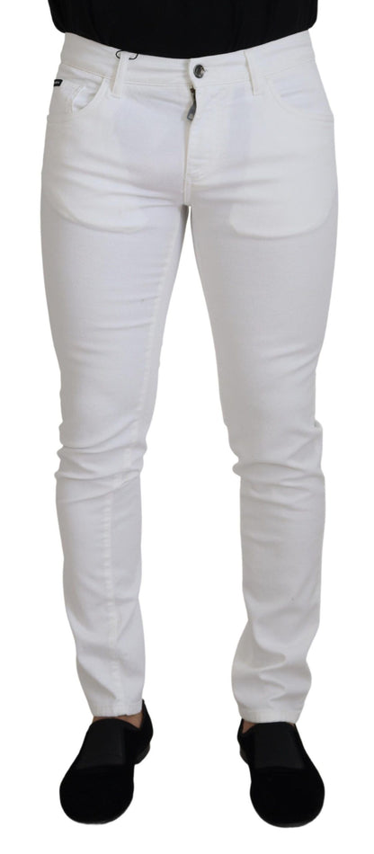 Dolce & Gabbana Vaqueros de Algodón Elástico Blancos Ajustados Skinny