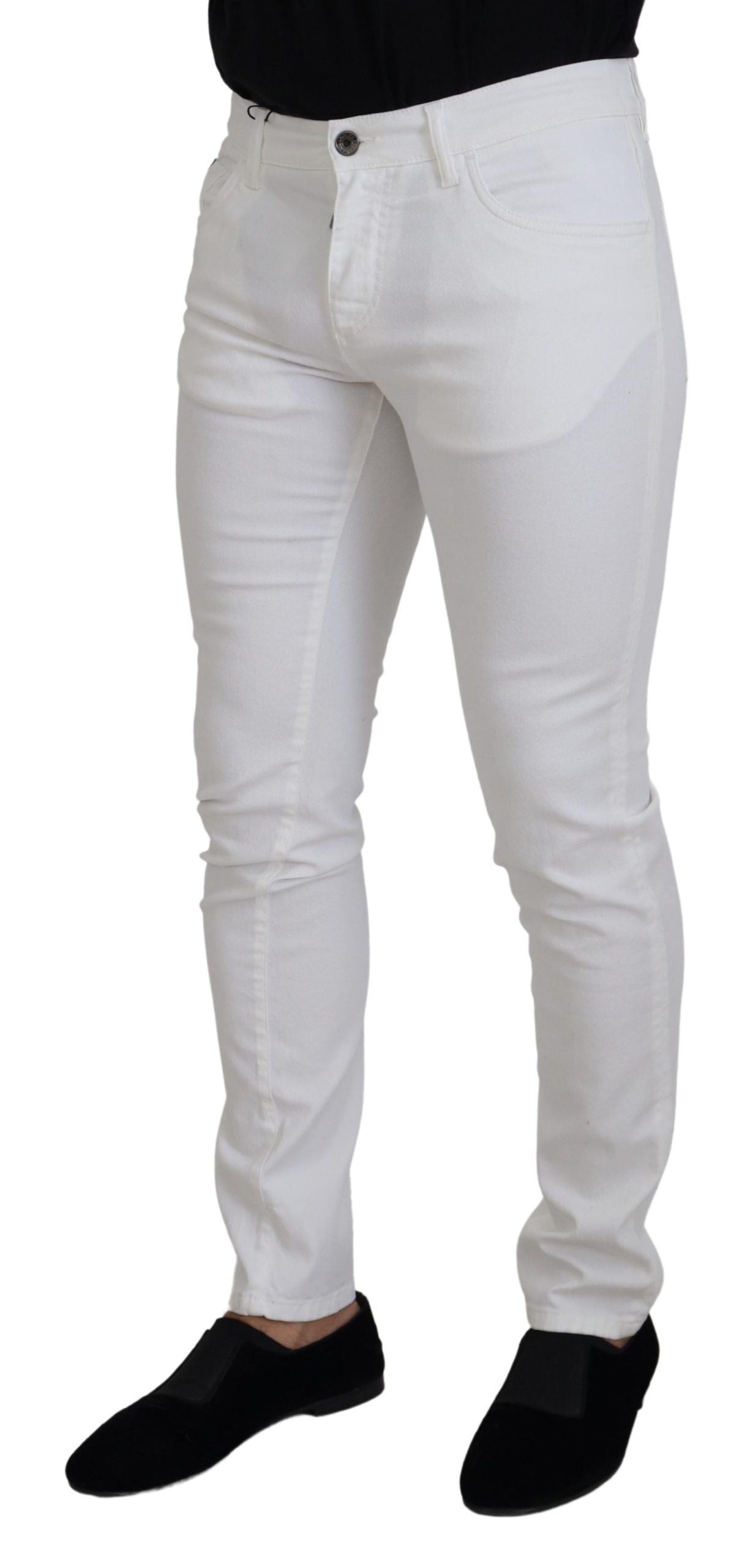 Dolce & Gabbana Vaqueros de Algodón Elástico Blancos Ajustados Skinny