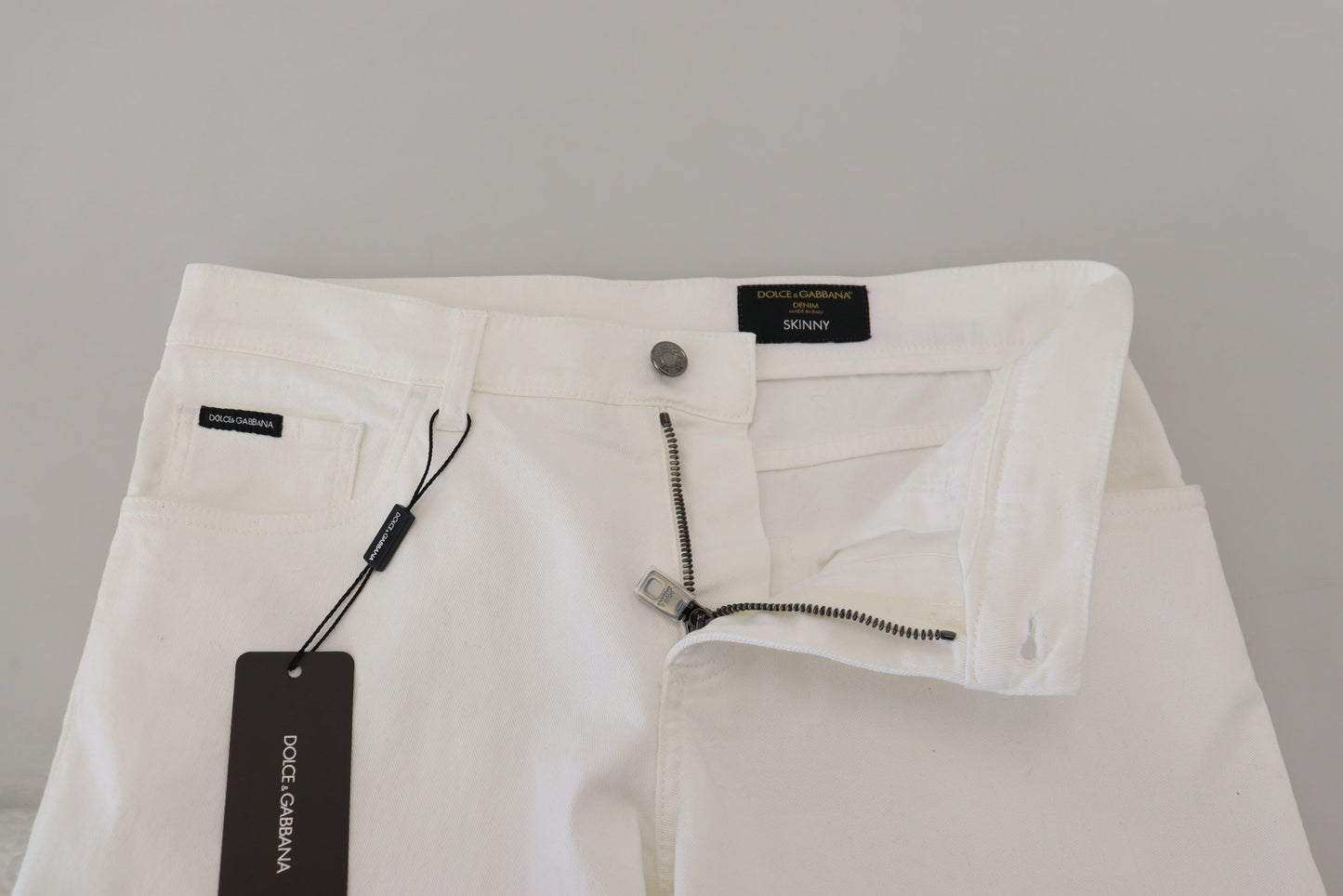 Dolce & Gabbana Vaqueros de Algodón Elástico Blancos Ajustados Skinny