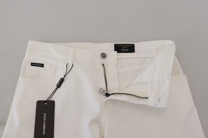 Dolce & Gabbana Vaqueros de Algodón Elástico Blancos Ajustados Skinny