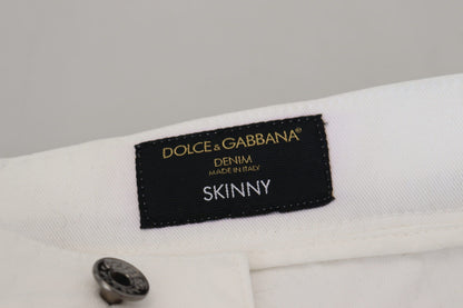 Dolce & Gabbana Vaqueros de Algodón Elástico Blancos Ajustados Skinny